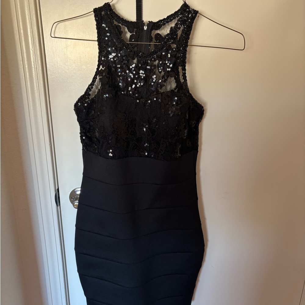 Sequin Hearts Black Mini Dress